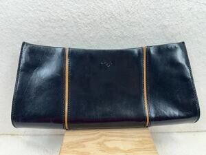 Monsac Vintage Italian Leather Clutch With Tan Detailing